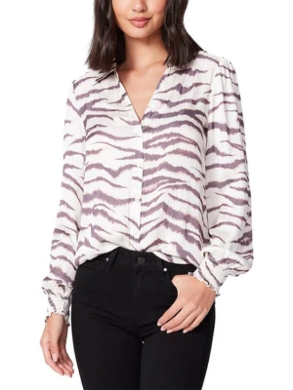 ⭐ PAIGE ⭐Renay Zebra Print Matte Satin Blouse - [XS]